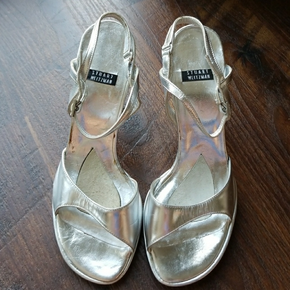 Stuart Weitzman Silver Dressy High Heel Sandals